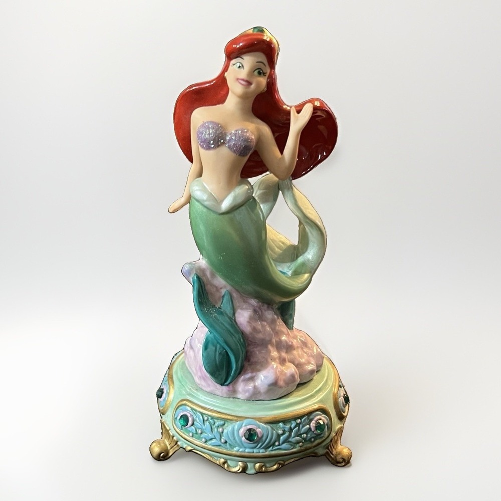 Vintage Disney Ariel Little Mermaid Ceramic Figurine Jeweled Sri Lanka 90s